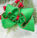 Green with Red Trim Bow