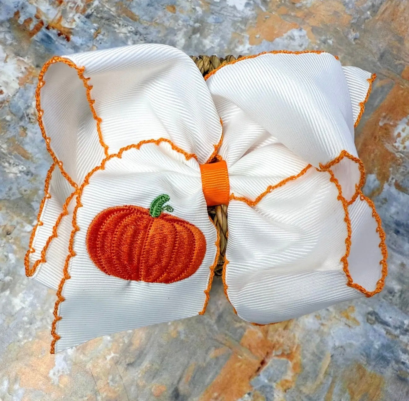 Pumpkin Bow with Orange Trim