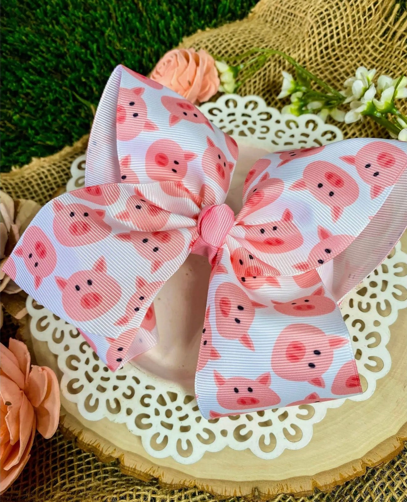 Pink Pig Bow