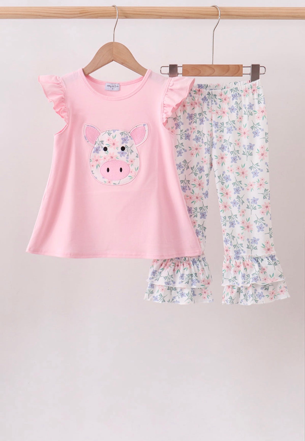 Pink Pig Floral Set