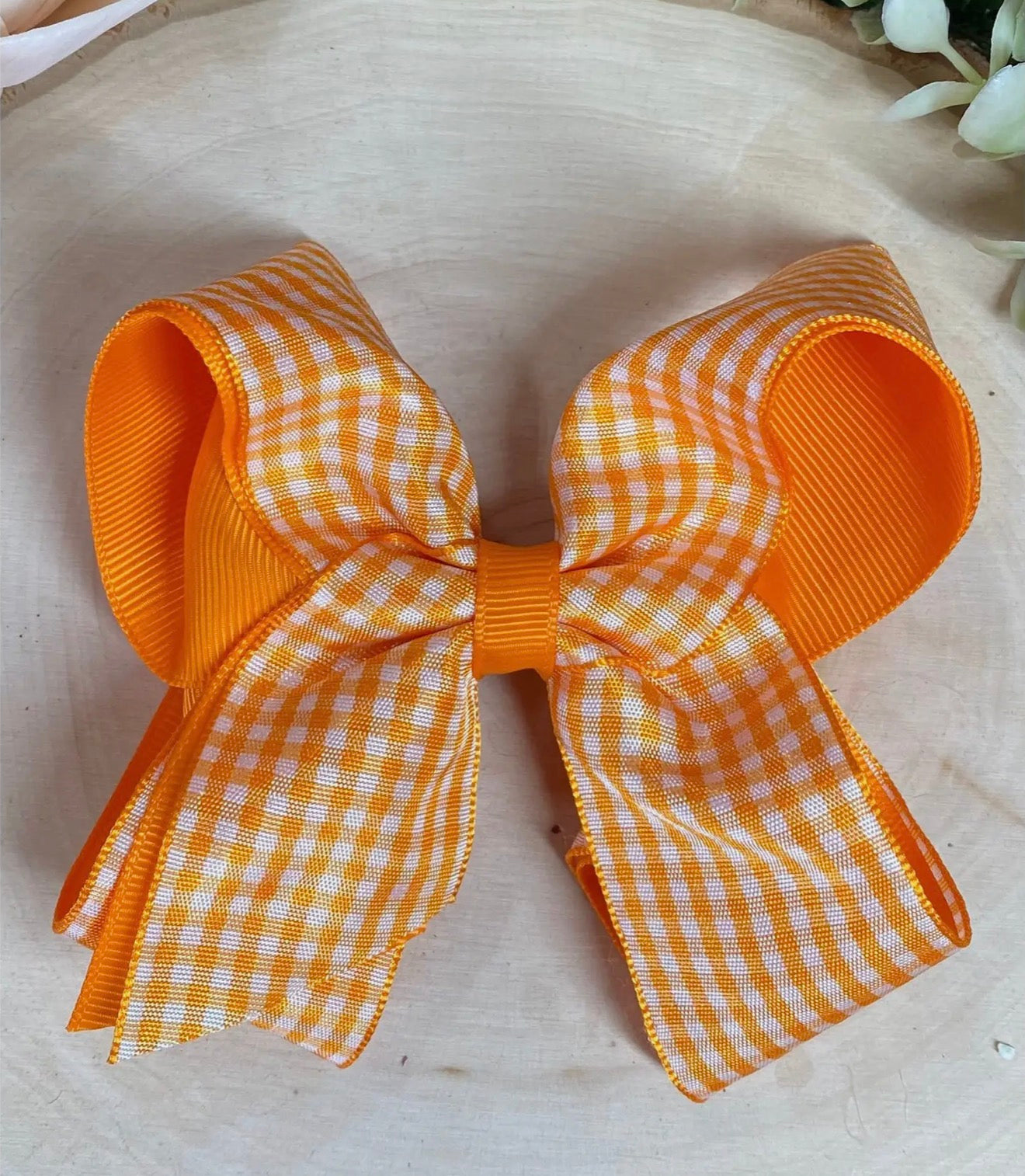 Orange Gingham Bow