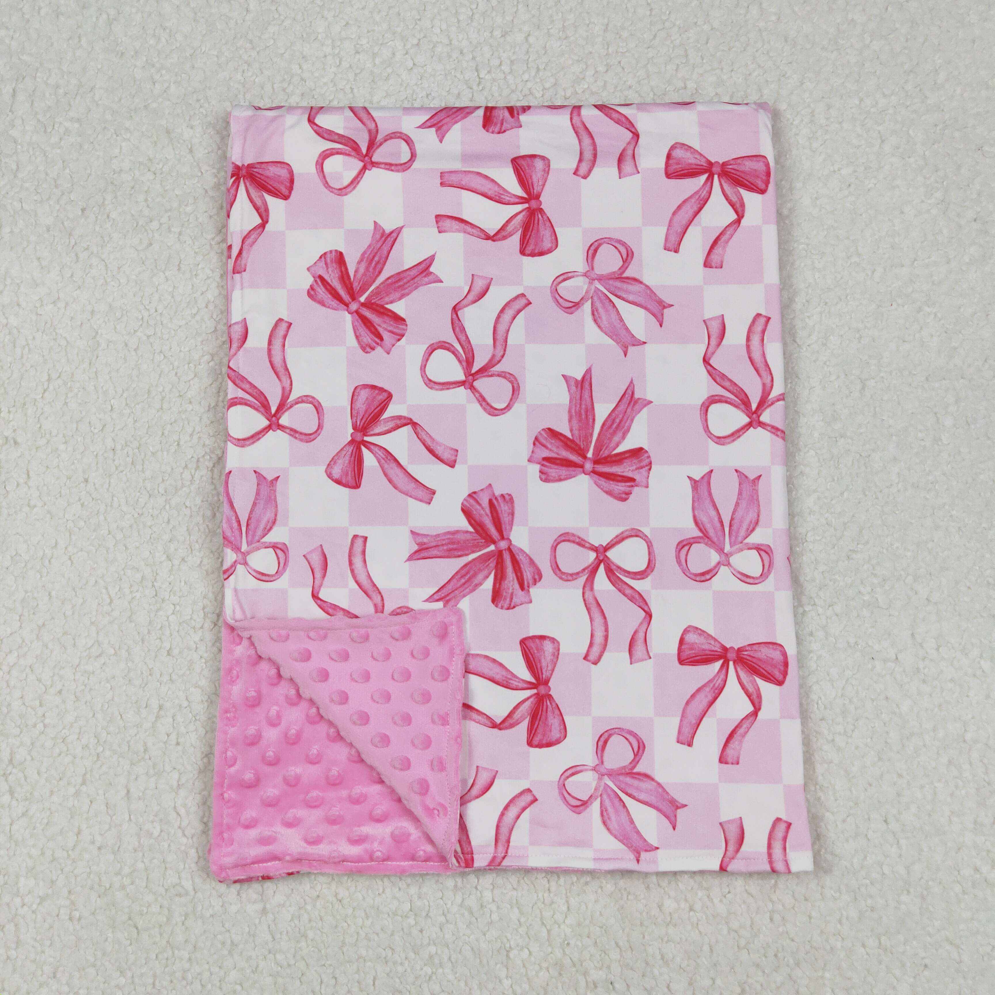 Pink Bow Checkered Blanket